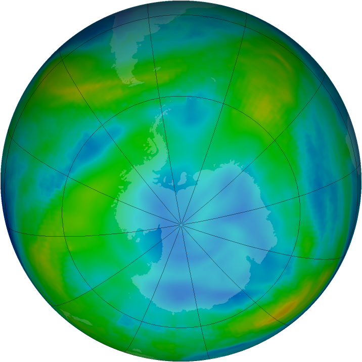 Antarctic ozone map for 25 June 1985